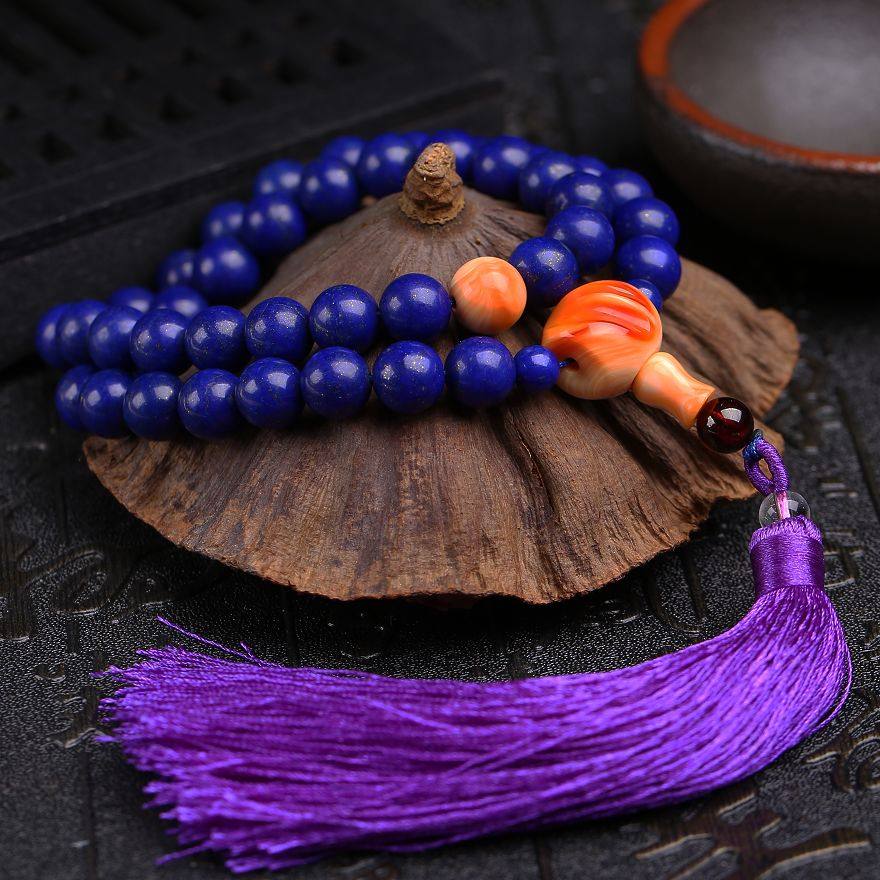 9克 9.5mm 老料帝王青 青金石42颗佛珠手链