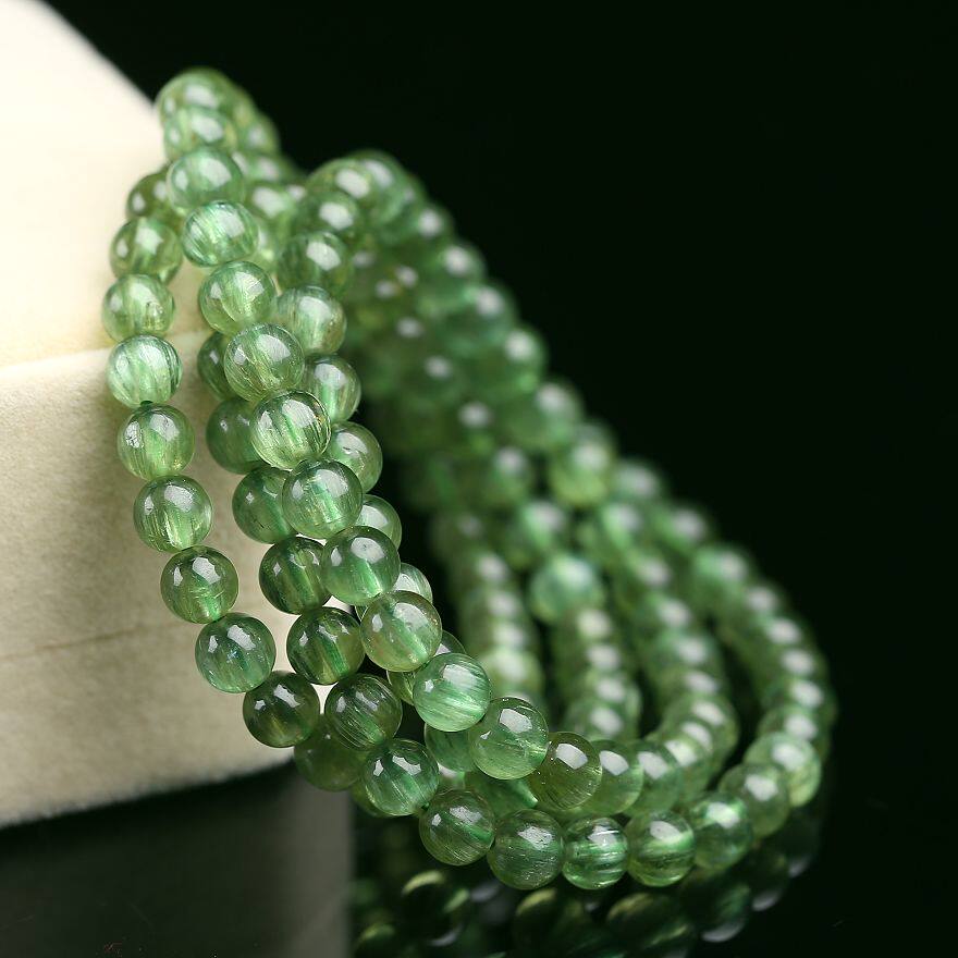 稀有难得 精美磷灰石顺发猫眼多圈手链48.51克