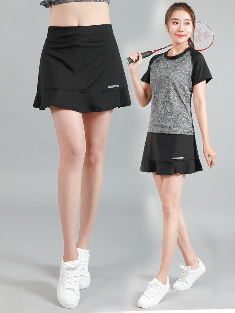 速干运动裤裙女假两件夏透气羽毛球网球裙跑步健身防走光半身短裙