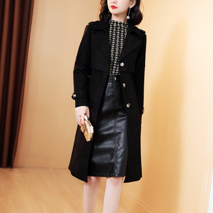 黑色风衣女中长款2024年秋季新款韩版时尚西装领休闲短款外套大衣