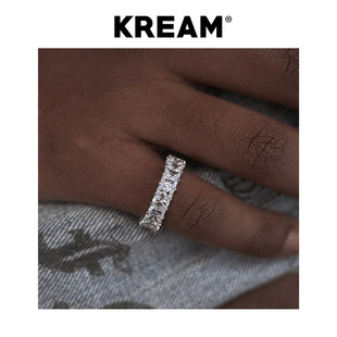 KREAM S925 纯银长方钻戒指男嘻哈女同款情侣指环