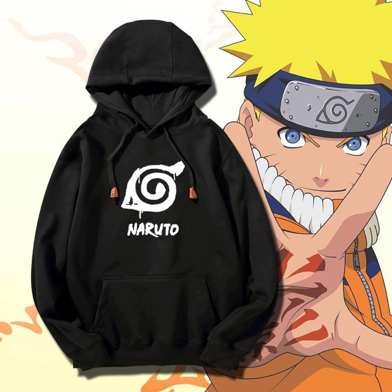 火影忍者漩涡鸣人六道仙人木叶村火影标志高街风宽松连帽套头卫衣