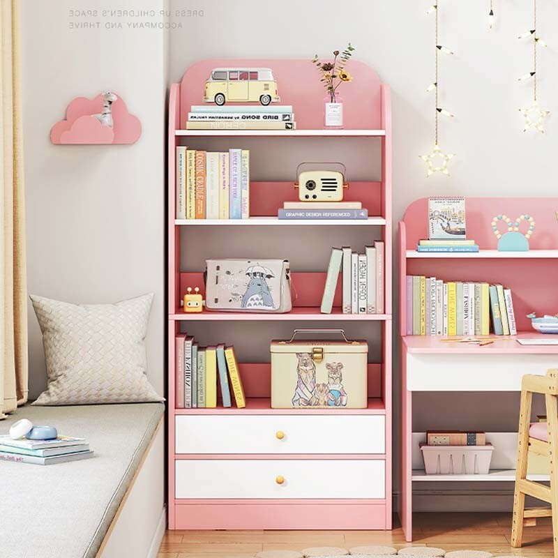 网红书架创意女孩卧室书柜落地靠墙组装绘本宝宝玩具收纳架少女心