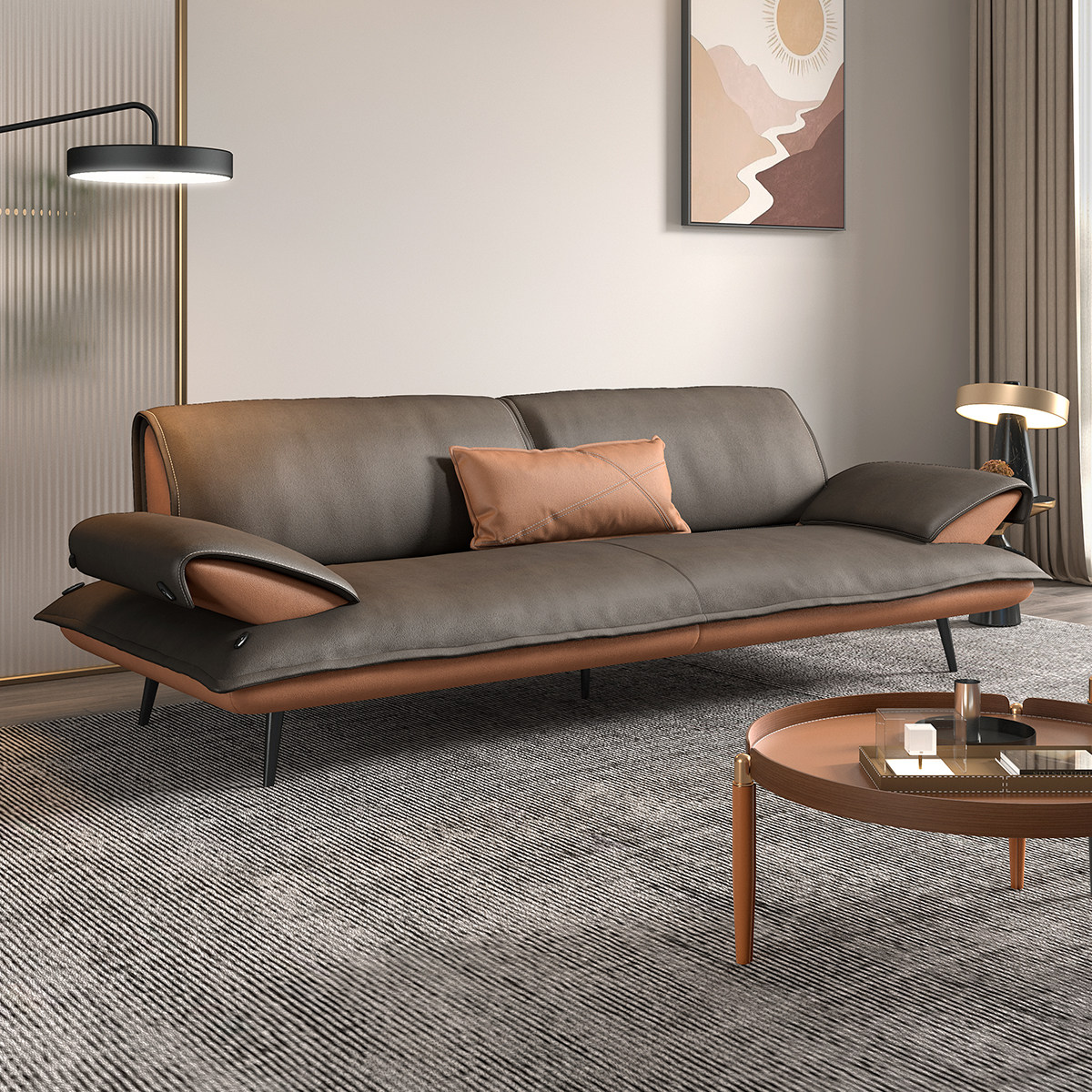 意式科技布乳胶偏硬沙发小户型免洗现代简约客厅轻奢布艺羽绒三人