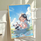 女孩与熊猫0基础diy数字油画手绘手工油彩画丙烯填充减压装饰画
