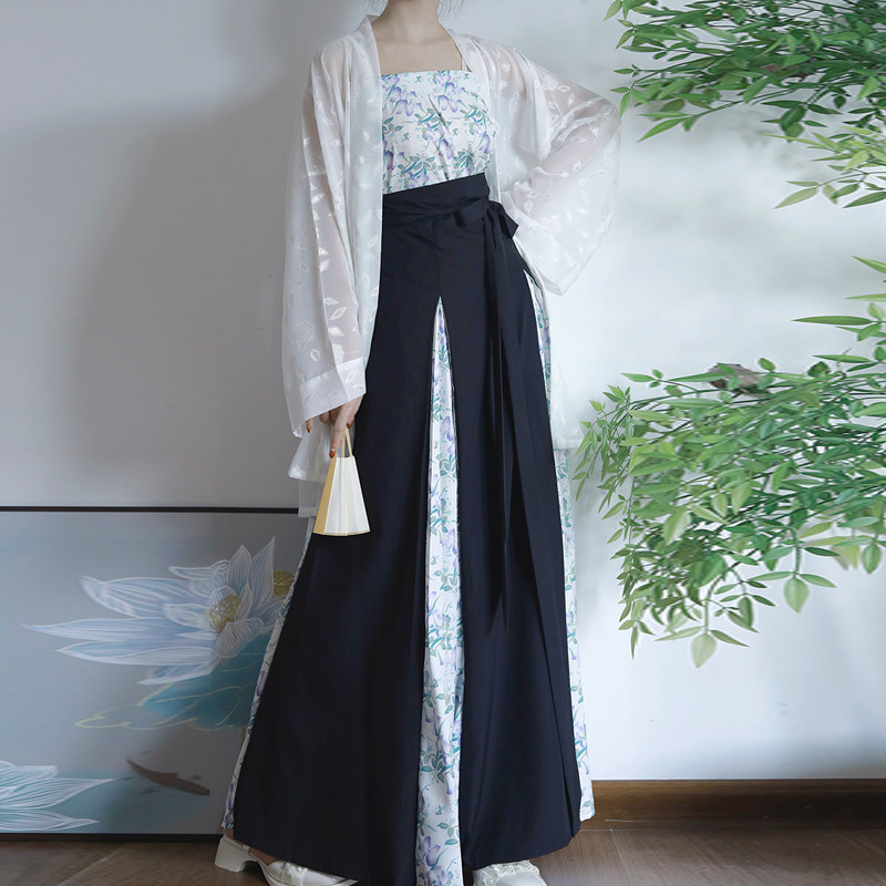 曹州莘月原创【花季】宋制汉服女清凉薄款褙子长干寺三裥裙夏秋季