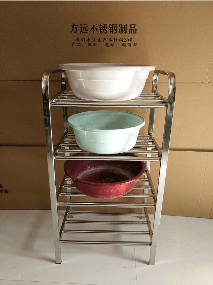 304不锈钢脸盆架卫生间置物架浴室收纳架多功能宿舍落地放盆架子