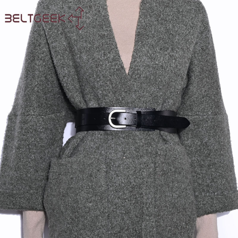 秋冬新款二层牛皮女士西装外套腰封简约百搭厚实耐用裙子宽腰带