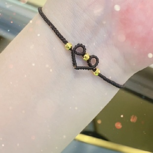 湖湘金楼 足金999转运珠编织爱心桃手绳项链￥239￥239六福珠宝5d硬金