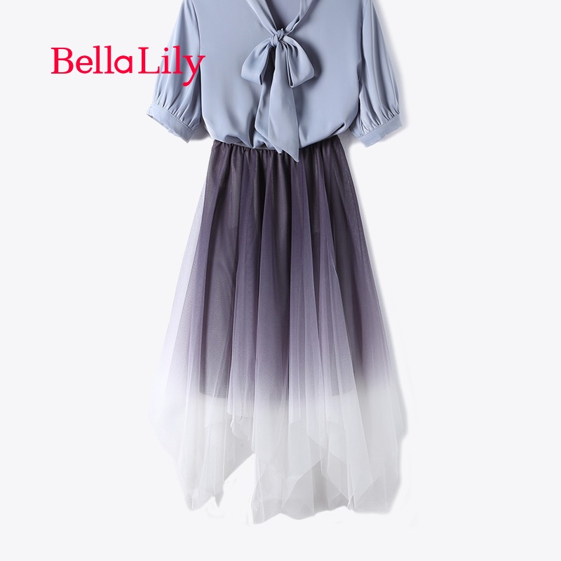 BellaLily仙女风网纱裙2021新款夏渐变不规则中长款半身百褶裙子|msdalam kategori Butik wanita / wanita, skirt - dari Buy2taobao.com untuk memberikan perkhidmatan ejen Taobao profesional membeli