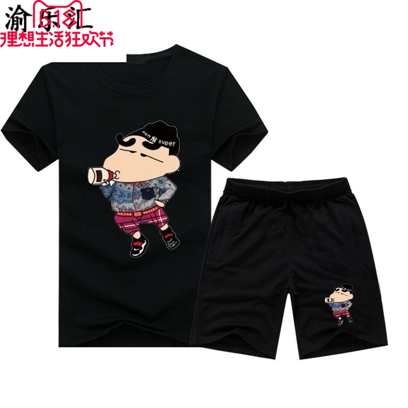 男装夏季青少年修身印花短袖T恤短裤套装男休闲5分裤一套学生潮薄|ruв категории Мужская одежда, брюки - от Buy2taobao.com для оказания профессиональной услуги покупки агента Taobao