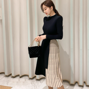 Medium length knitting skirt sweater dress