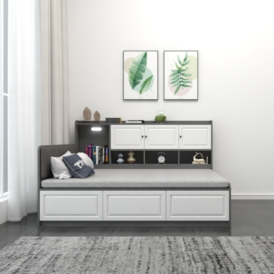 榻榻米书架床侧边柜高箱收纳1米2儿童单人床小户型定制抽屉储物床