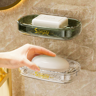 新款沥水肥皂盒壁挂式免打孔卫生间香皂置物架家用浴室高档肥皂架