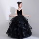 女童礼服法式小众黑色吊带蓬蓬公主裙生日走秀钢琴考级演出服高端
