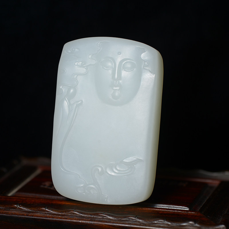 省级玉雕大师李先锋作品 和田玉 求佛牌子 109g