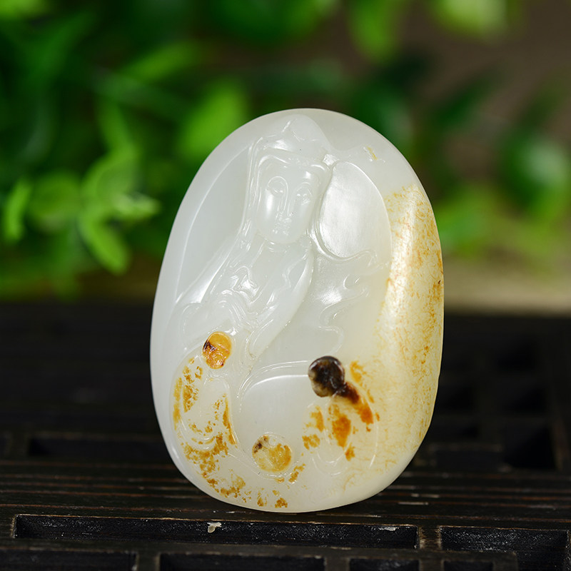 省级玉雕大师李先锋作品 和田玉 求佛挂件 65g