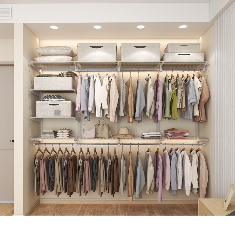 4米衣帽间定制开放式钢结构组合金属衣柜0甲醛储物衣橱