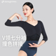 丹诗戈中袖芭蕾舞蹈服蕾丝体操服教师V领露背练功连体服成人女