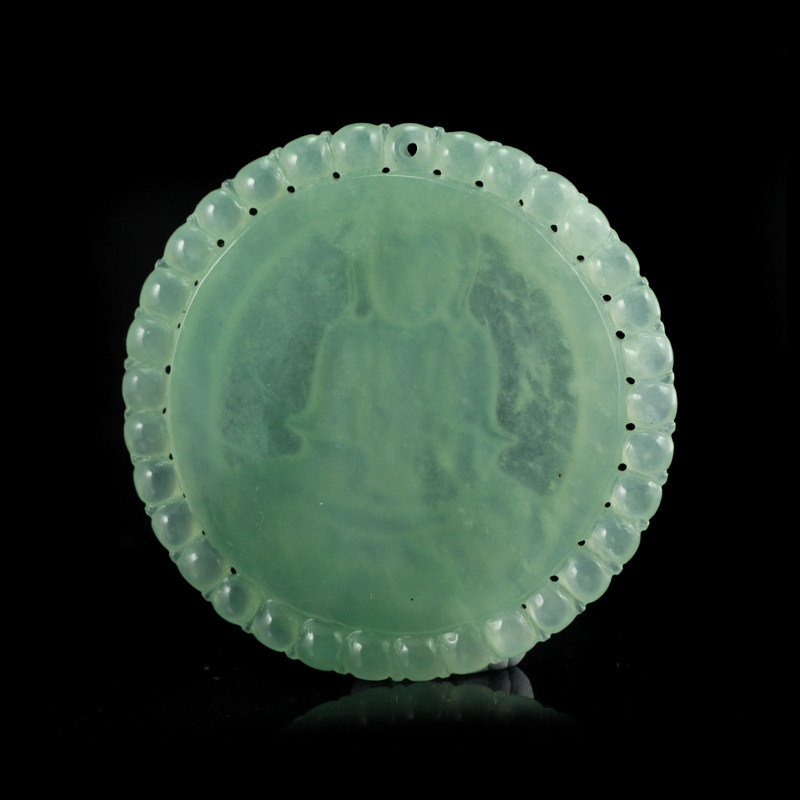 粲然翡翠 冰糯种完美观音圆牌 21.69g cy-32
