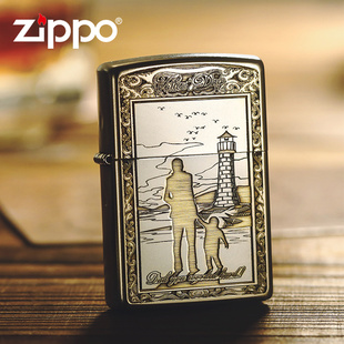 火机zippo 男士官方正品父爱如山防风煤油芝宝打火机父亲节礼物