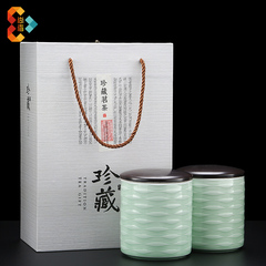高档双陶瓷罐茶叶包装礼盒装密封茶罐红绿茶普洱茶盒空通用150g装