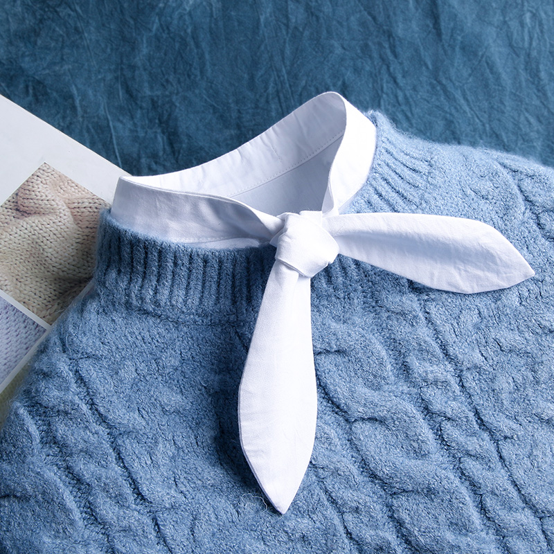 蝴蝶结系带假领子女纯棉打底百搭假领俏皮减龄兔耳朵假衣领装饰领