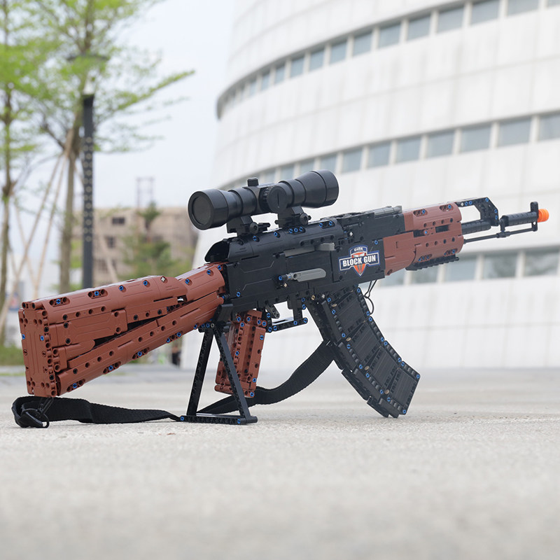 积木枪ak47樂高拼装可射模型连射绝地求生98k男孩益智吃鸡玩具抢