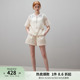 dfvc中国风刺绣短袖外套时尚套装女夏装2024新款阔腿短裤两件套薄