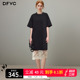 dfvc黑色气质圆领短袖t恤连衣裙女2025年夏季新款蕾丝拼接中长裙