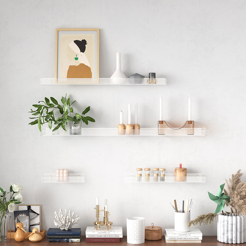 可定制墙上置物架免打孔亚克力隔板层板墙面墙角挂墙一字板展示架