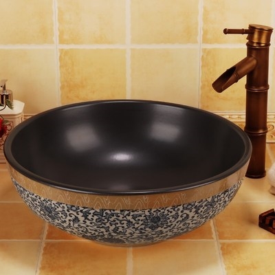 高端复古艺术台j上盆中式陶瓷洗脸盆仿古台盆椭圆形台上洗奢华