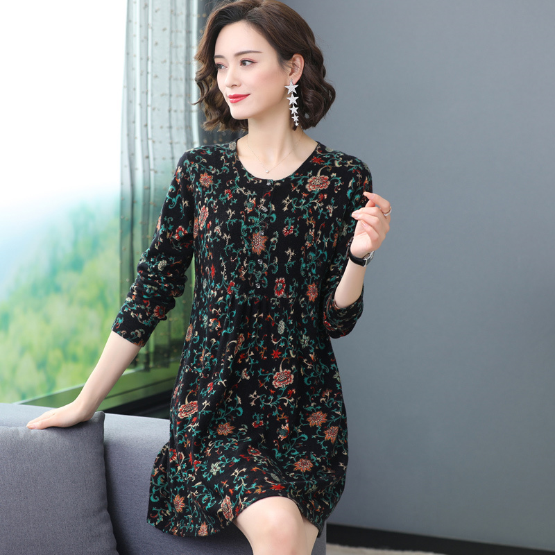 声雨竹女装清仓2021秋冬装新款专柜正品中长款羊毛衫连衣裙羊壤衫