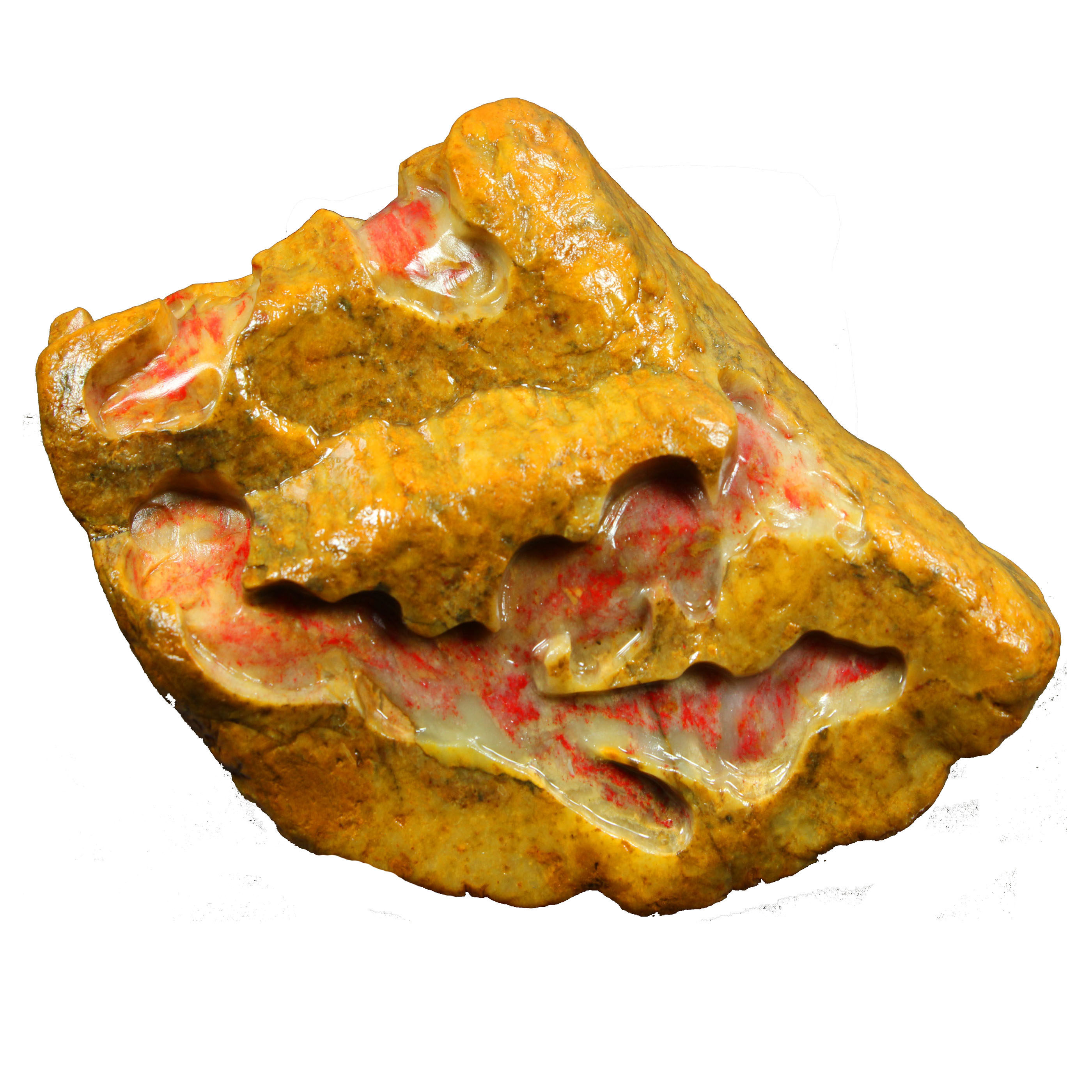 精品昌化田黄鸡血石原石 田黄味道浓厚