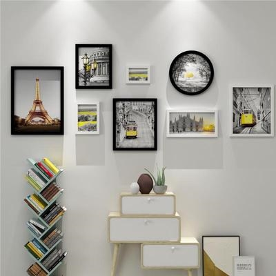 高端背景墙实木相框卧室简约组合照片墙墙上o创意画墙挂框相片奢