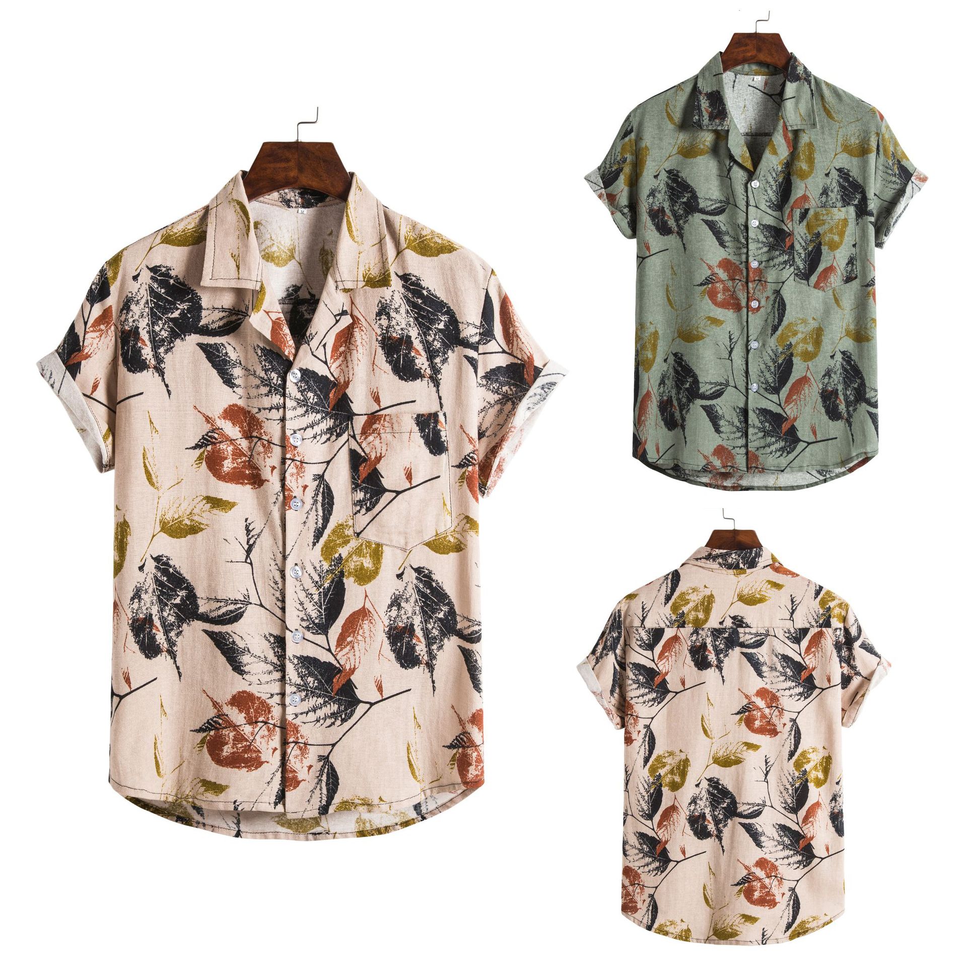 Men's retro floral short sleeved shirt夏季复古碎花男短袖衬衣