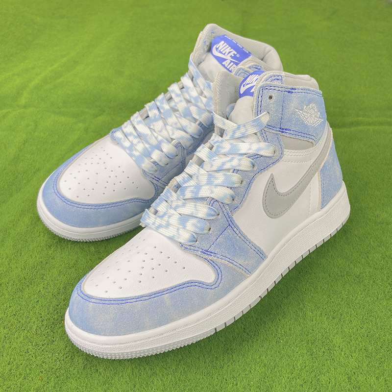 原创鞋带适配耐克nike aj1薄荷糖水洗白蓝男女配饰鞋带绳扎染渐变