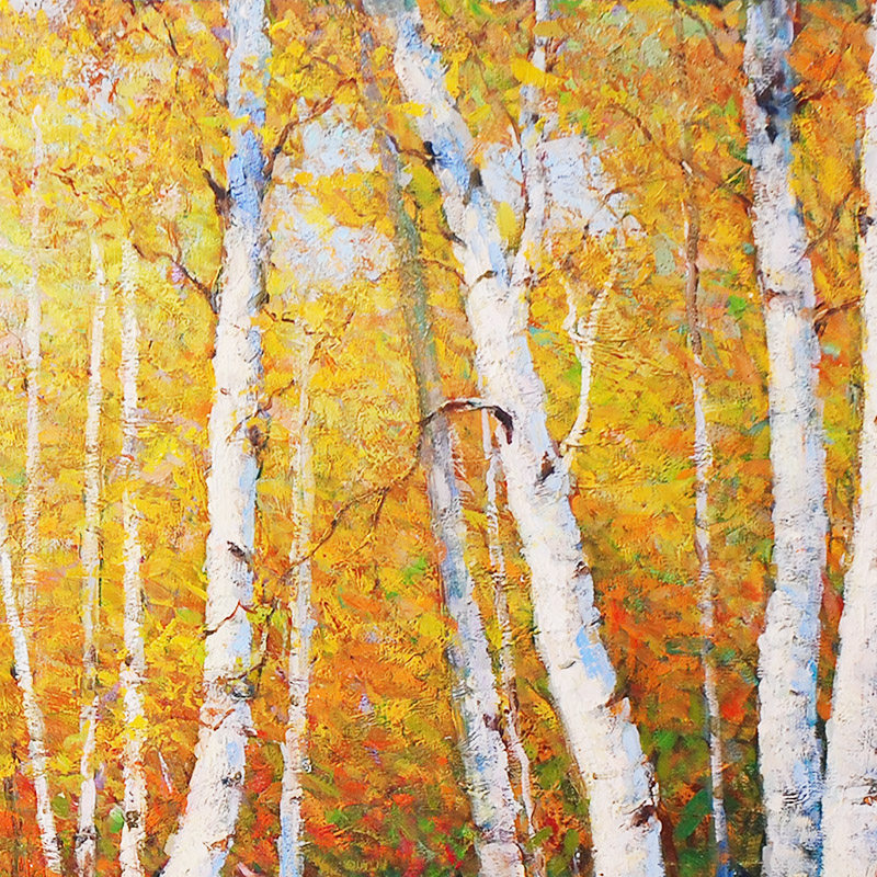 朝鲜名家石正油画作品《柏树林》