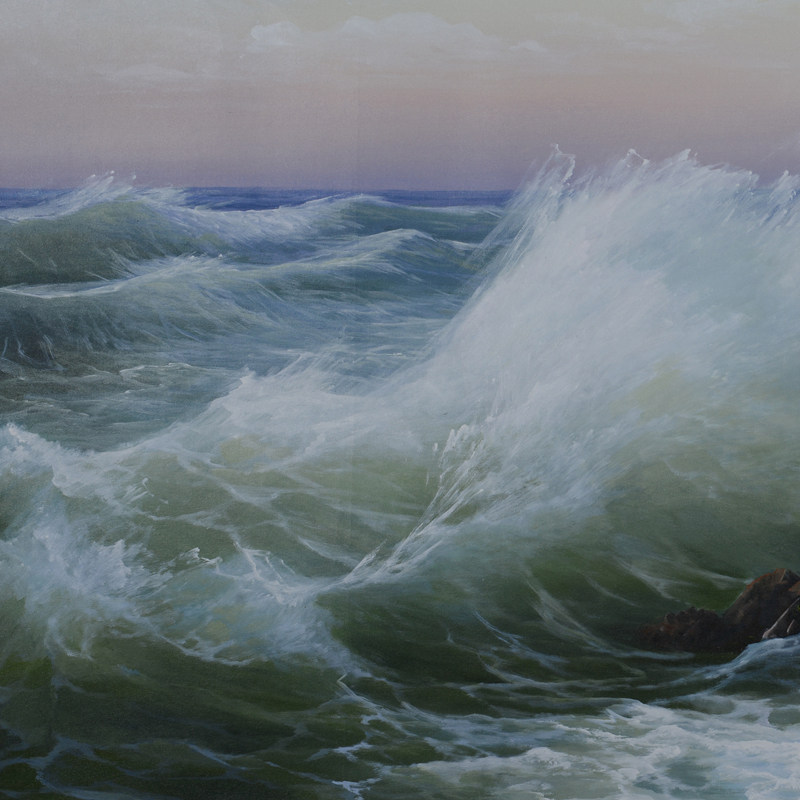 朝鲜名家作品全平浩油画作品《海浪》
