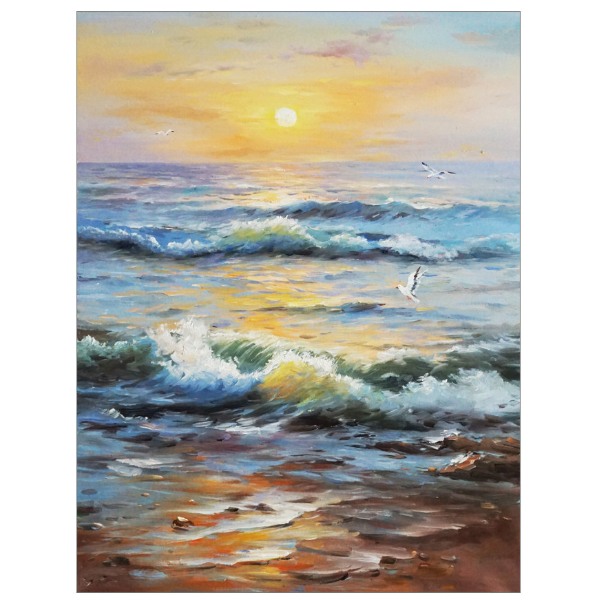 陈志纯《海边日出》80*60cm 布面油画 职业书画家