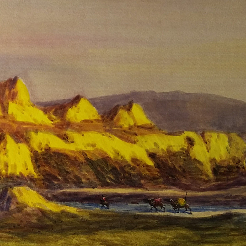 唐桂香《沙漠晨光》水彩风景