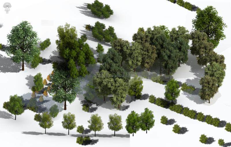 28套景观鸟瞰效果图植物ps素材高清源文件 群树 色叶树 树阵 绿化