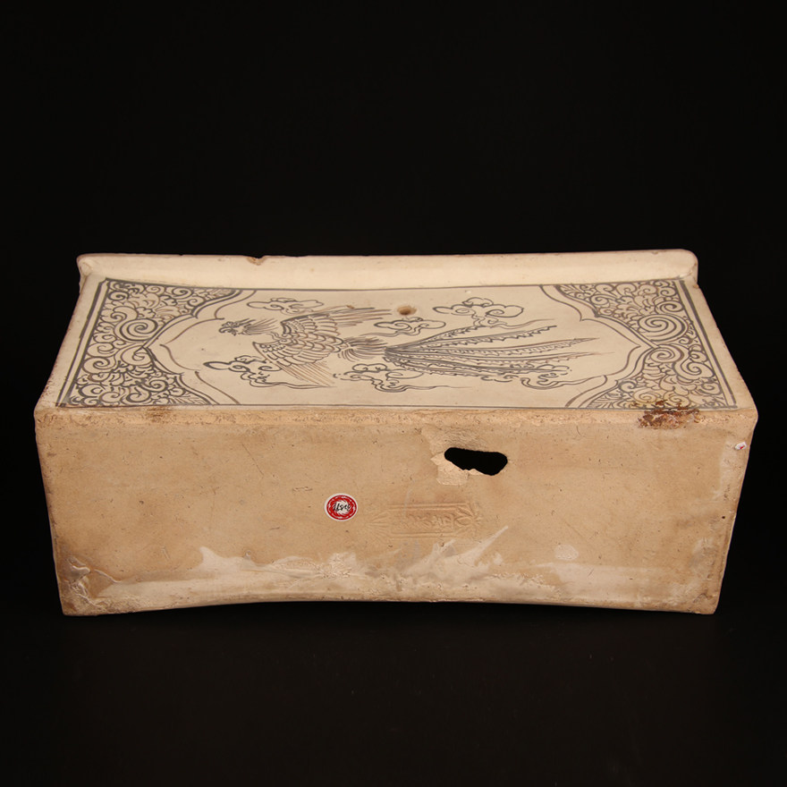 4号墨彩凤鸟诗文瓷枕(现代仿古)