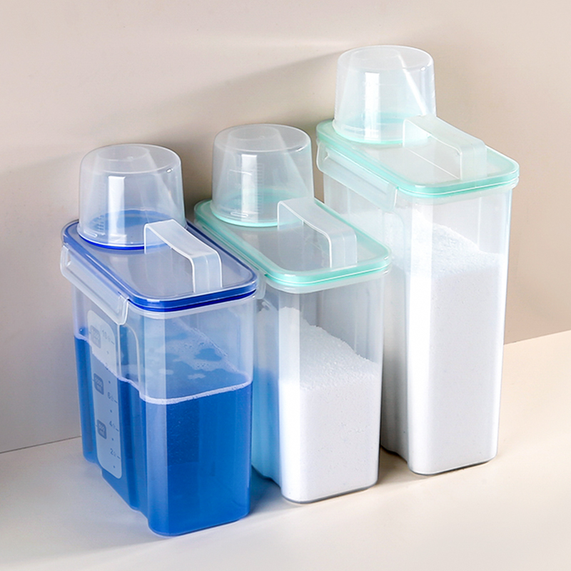 洗衣粉收纳盒手提塑料容器洗衣液浴室透明密封大容量储物盒收纳罐