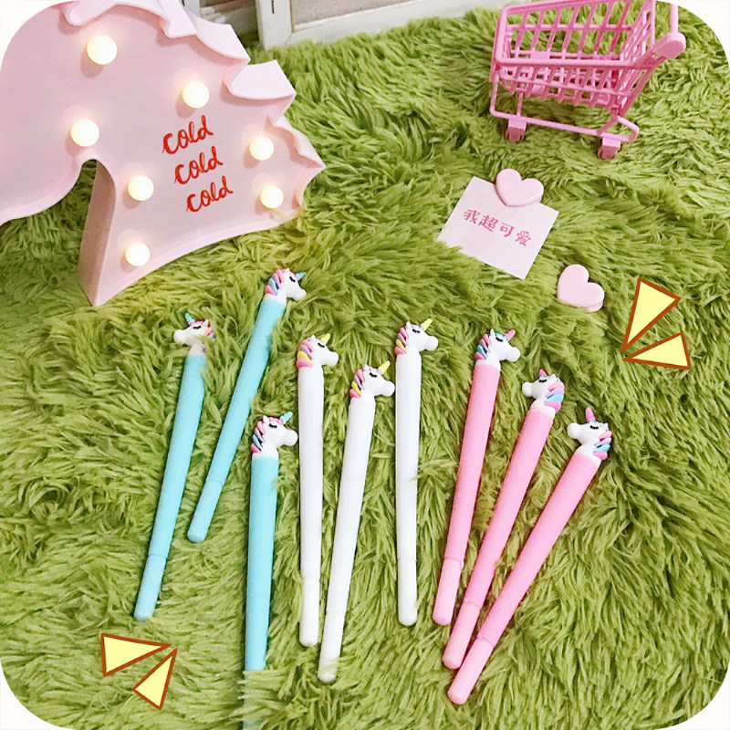 创意卡通可爱少女心独角兽中性笔0.5mm黑色中性签字笔办公文具萌