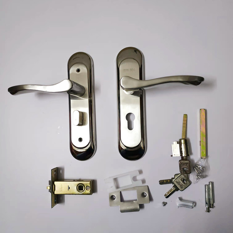 不锈钢单舌房门执手锁室内卧室把手锁卫浴锁通用型面板孔距带钥匙