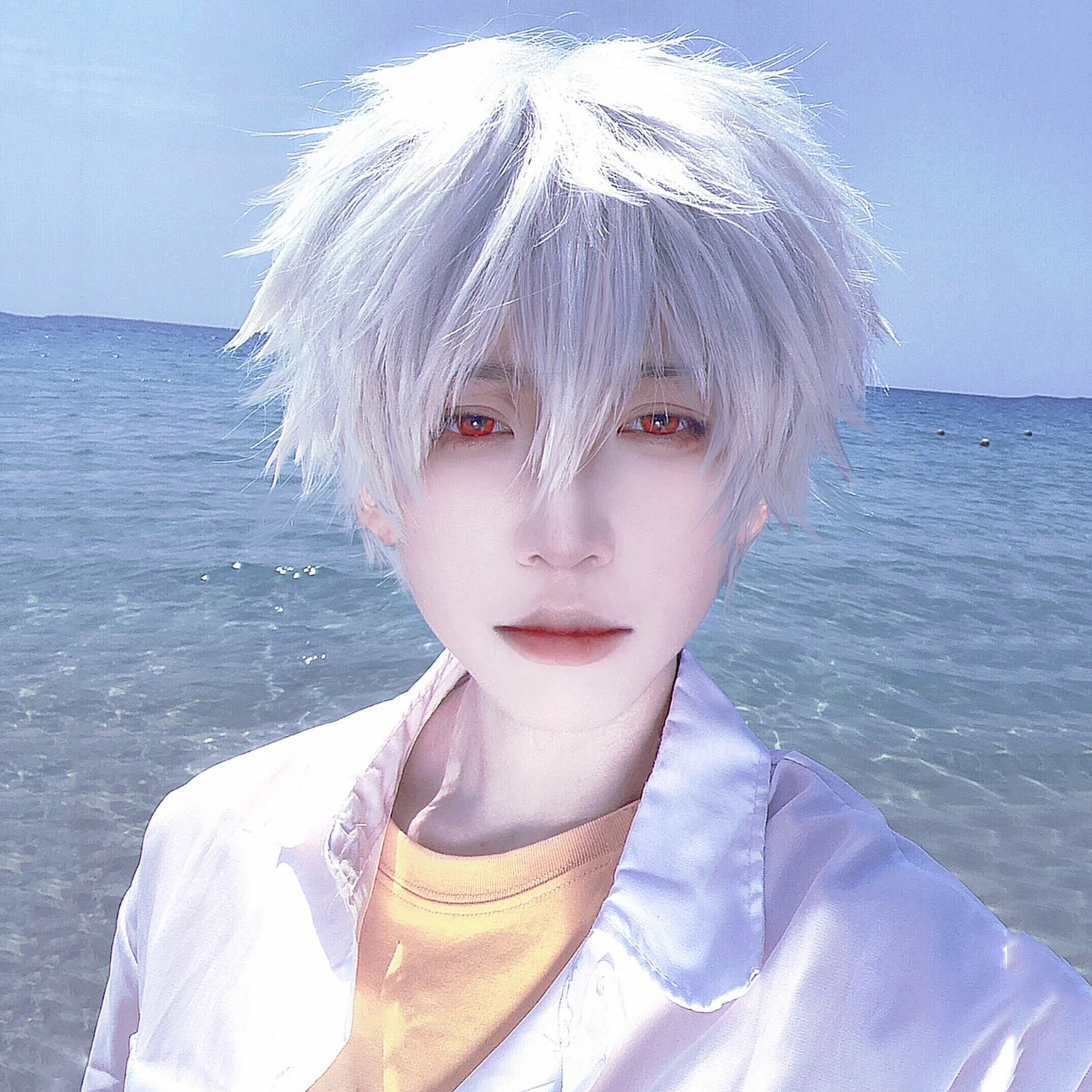 假发男日系短发dk少年白色假毛cos五条悟同款假发动漫正太基佬毛