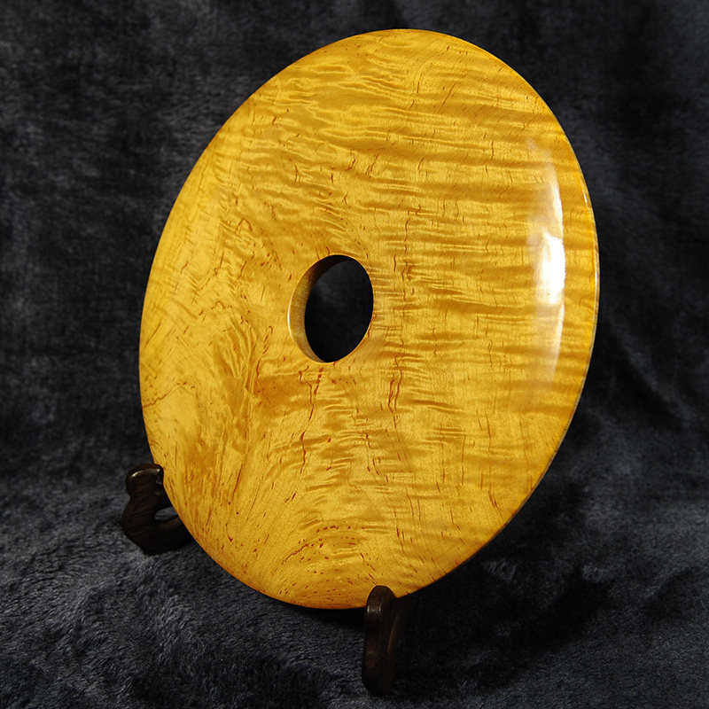 天然水波纹平安扣 金丝楠木木雕 纯手工打磨摆件
