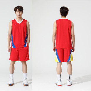 红色篮球服套装男夏季冰丝速干球衣宽松青少年训练服订制团购队服