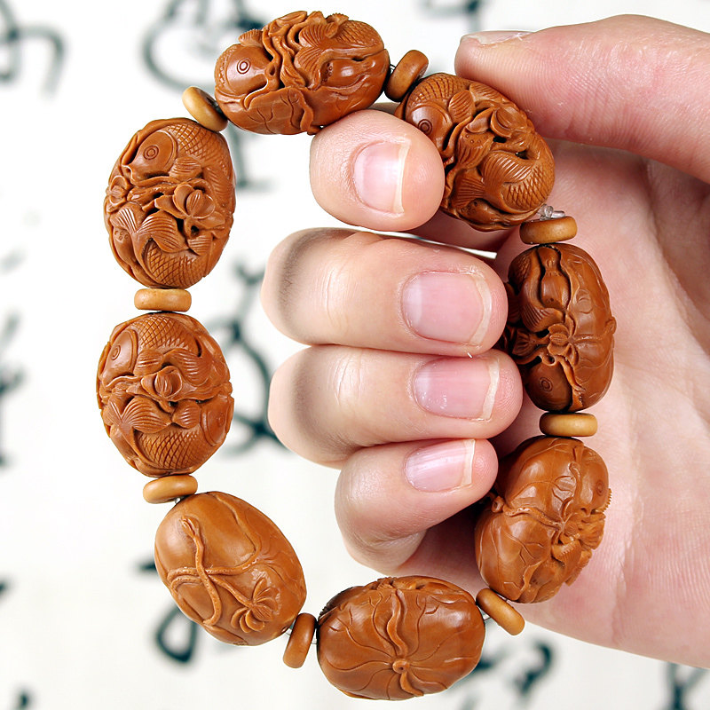 苏州核雕名家丁凯《鱼戏莲花 》手串